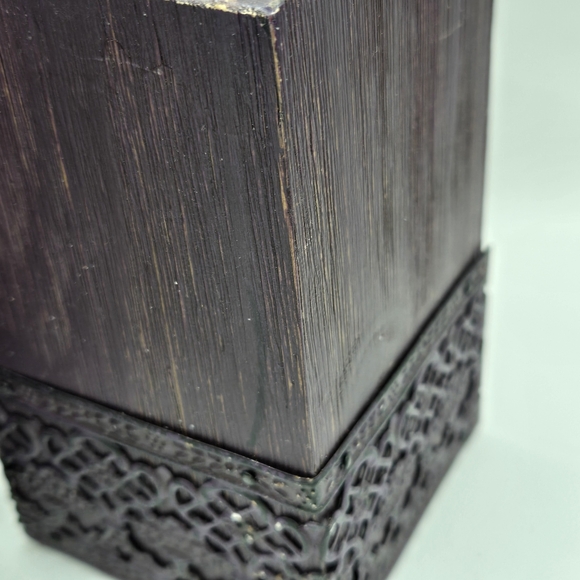 Pair Of Wooden Sugar Mold Wood Candle Holder Primitive Dark Purple 5" H - Picture 6 of 16